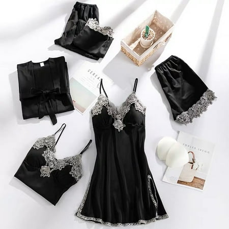 

Female Pajamas Set 5pcs Sleepwear Lace Comfortable Sleepwear Loungewear