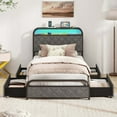thumbnail image 4 of Costway Twin Size Bed Frame with LED Lights & Charging Station Storage Headboard Black, 4 of 10