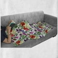 thumbnail image 6 of Watercolor Soft Flannel Fleece Blanket, Tropical Flower Pattern Various Tropical Plants Calla Chinese Hibiscus Anemone, Cozy Plush for Indoor and Outdoor Use, 50" x 70", Multicolor, by Ambesonne, 6 of 6