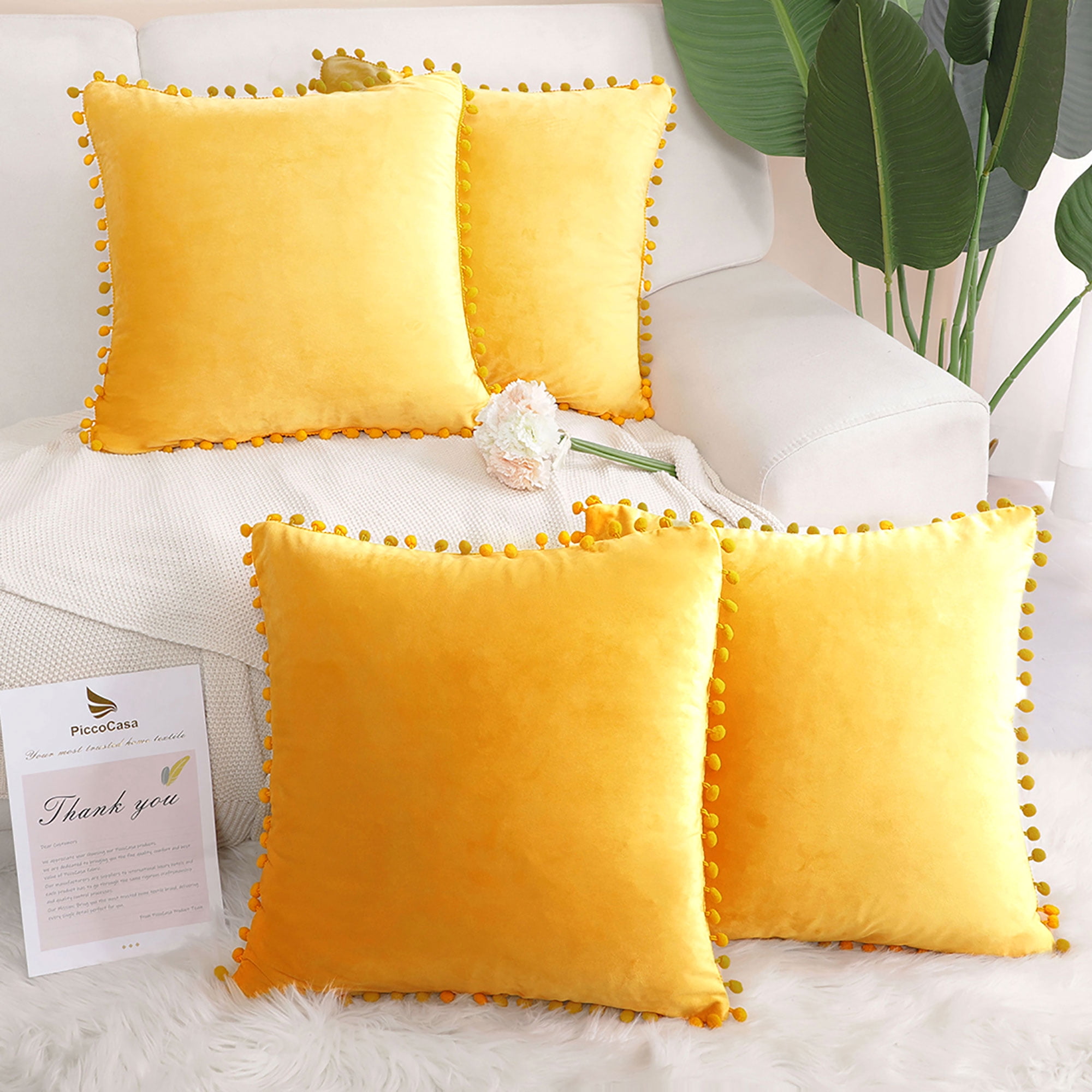 Yellow Cushion Cover Polyester Pillows shams case Cover For Sofa Bed Home Decor