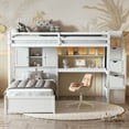 thumbnail image 3 of Harper & Bright Designs Wood Twin Size Bunk Bed with Desk and Staircase, L-Shaped Twin Over Twin Loft Bed with Storage Compartments and Shelves, White, 3 of 16