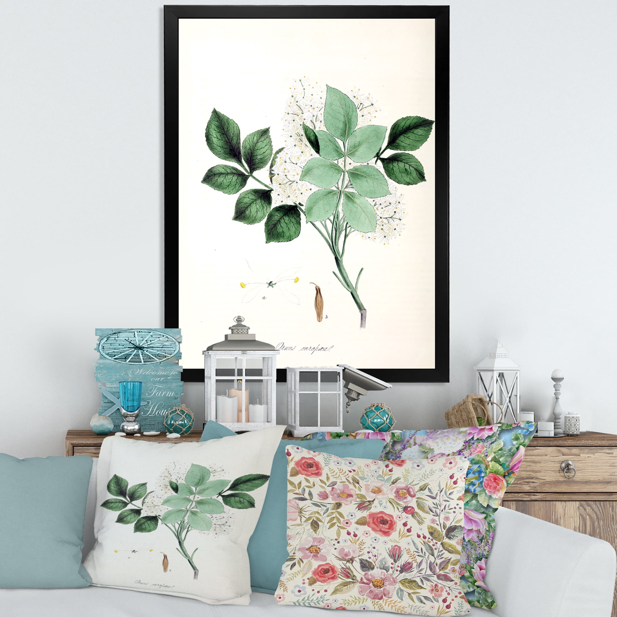 Designart 'Ancient Blossoming Flower IV' Farmhouse Framed Art Print