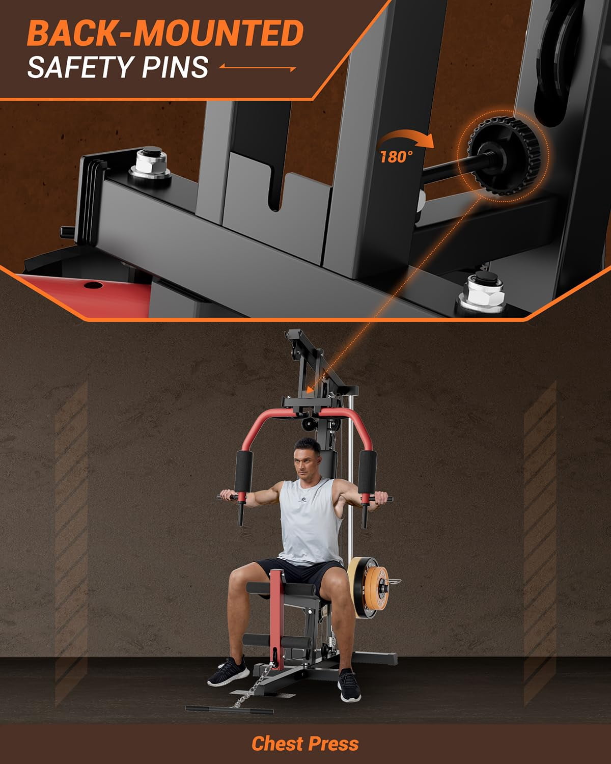 BouPower Home Gym Equipment, Multifunctional Home Gym Machine with Pulley System, Full Body Workout Exercise Equipment for Strength Training, Fits 1" & 2" Hole Diameters of Weight Plates (No Include)