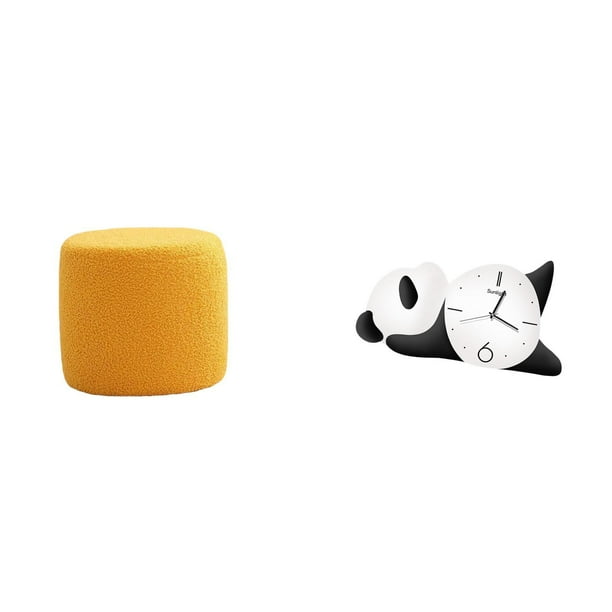 Escabel,Taburete pequeño,otomana,taburete de sofá,taburete de té,Taburete cúbico para los pies,ideal para dormitorio o baño.,Reloj de pared,Reloj de pared de panda,decoración para el