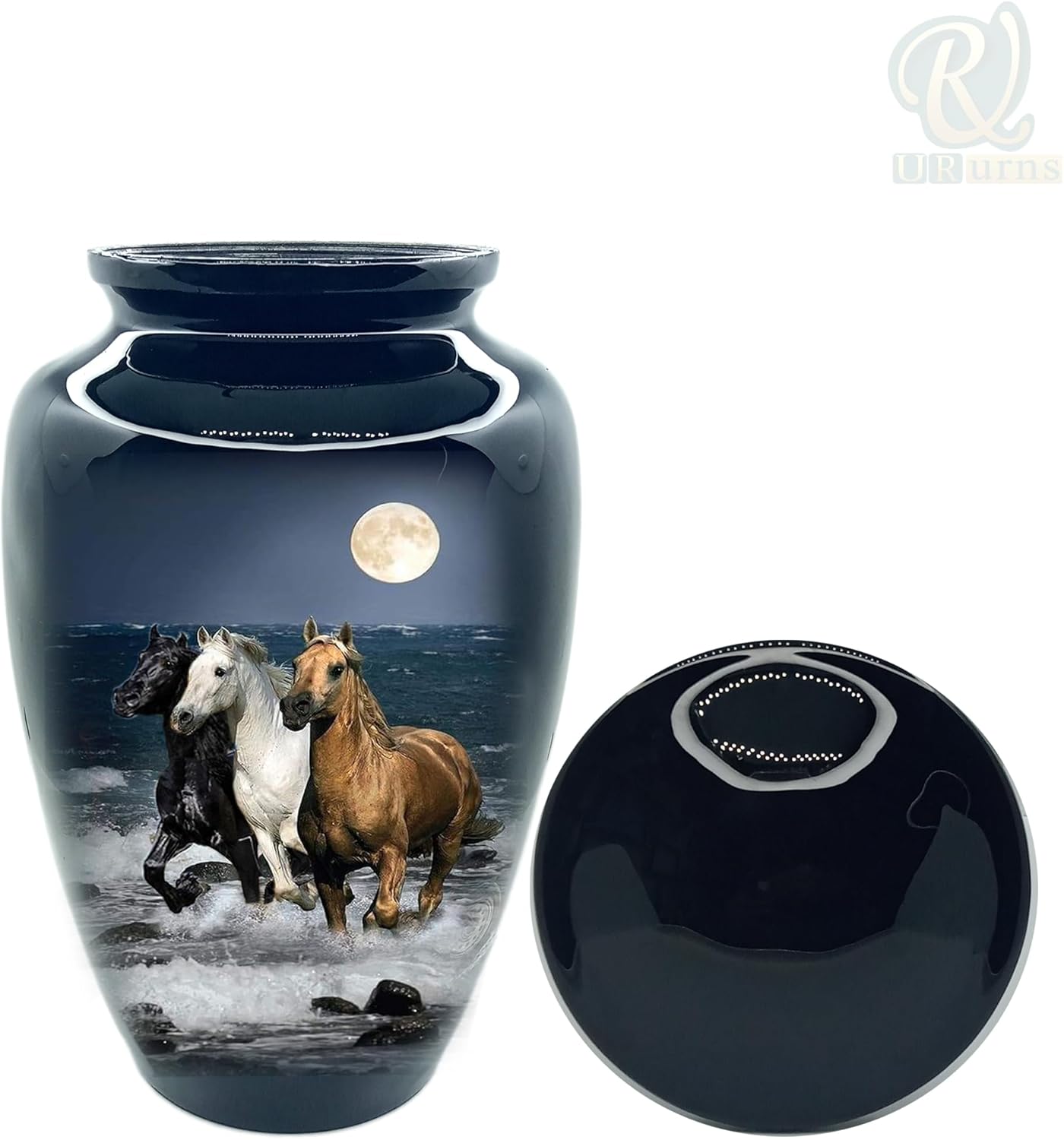 UR Cremation Urns- Three Running Horse Adult Urn –Best Urn for Human Ashes – Funeral Urn (Adult (200 lbs) – 10.5 x 6 “, US Cremation Urn)