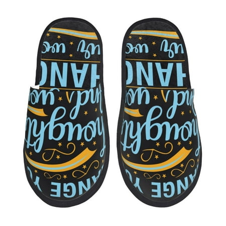 

Pofeuu Not All Those Who Wander Are Lost 2 Print EVA Fuzzy House super light Slippers Slippers Scuff Outdoor Indoor Warm Cozy Plush Bedroom Shoes Soft Flat Comfy Anti-Slip-Medium