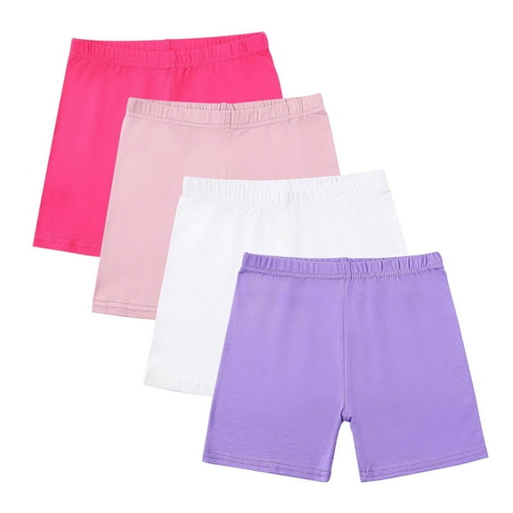ZACPNCV 4 Pack Girls Bike Shorts Cartwheel Breathable Biker Under Dress Dance Shorts Kids Clothes Multicolor 13-14 Years