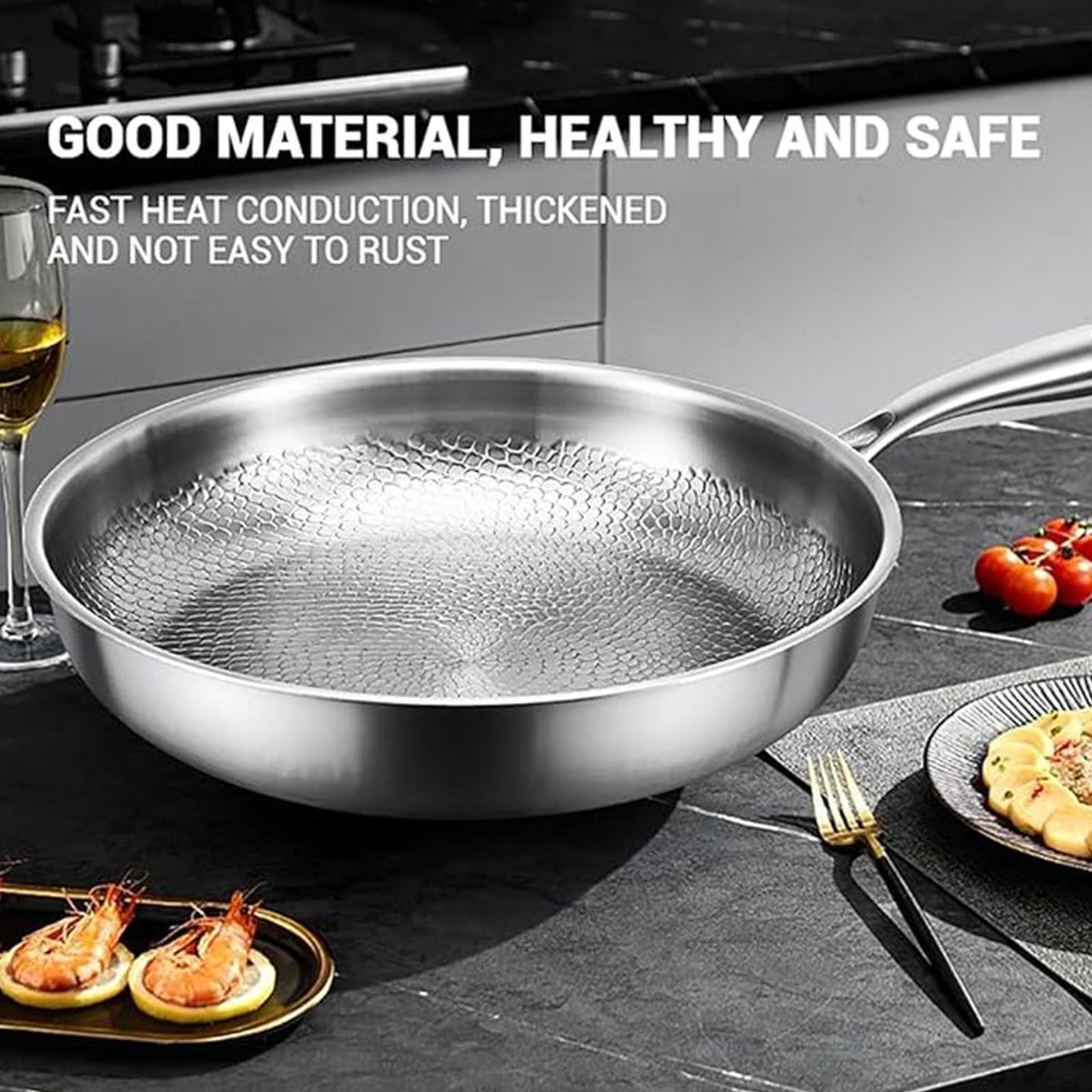 Titanium Pan, 2026 Upgrade Titanium Pan for Cooking, Non-Stick Titanium Cookware, Titanium Frying Pan Nonstick [No Lid] External Diameter 32cm