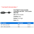 thumbnail image 2 of Front Right CV Axle Assembly - Compatible with 2007 - 2015 Lincoln MKX FWD 2008 2009 2010 2011 2012 2013 2014, 2 of 2