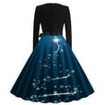 thumbnail image 4 of wycnly Dresses for Women Womens Formal Dresses for Chirstmas Empire Waist Belt Pleated Swing Party Prom 1950S Dresses Xmas Fashion Graphics Long Sleeve A Line Midi Dress, 4 of 4