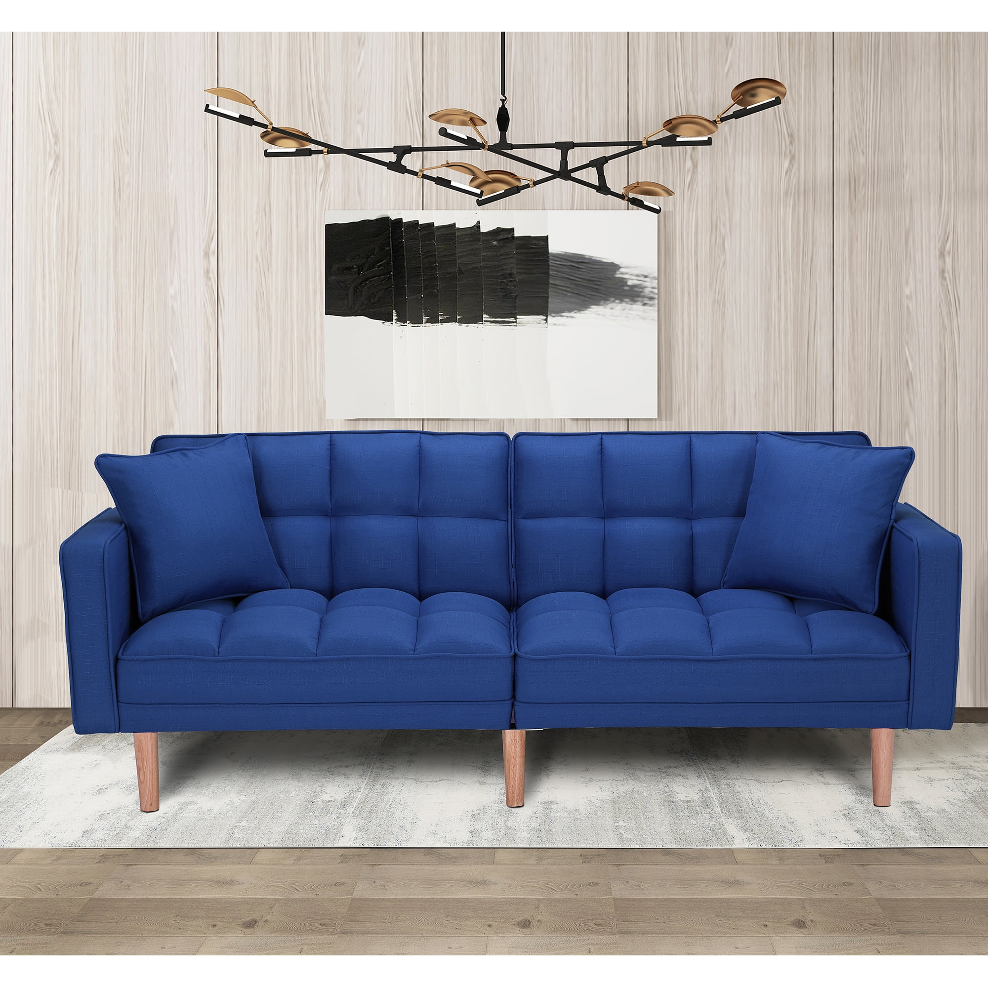 Hommoo Convertible Futon Sofa Bed, Sleeper Sofa with 2 Pillows