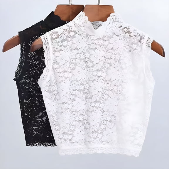 TELOLY 2026 New Fake Collars for Women Hollow Out Flower Embroidery Neck Shirt Lace Turtleneck Collar for Casual,Work,Parties,Womens Dicky Detachable Collar Dickey Collar for Women