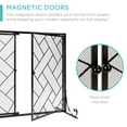 thumbnail image 3 of Best Choice Products 44x33in 2-Panel Handcrafted Wrought Iron Geometric Fireplace Screen w/ Magnetic Doors - Black, 3 of 8