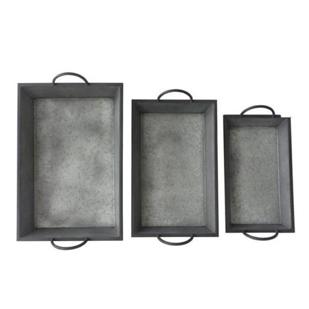 

Set of 3 Metal Tapered Tray with Metal Side Handles