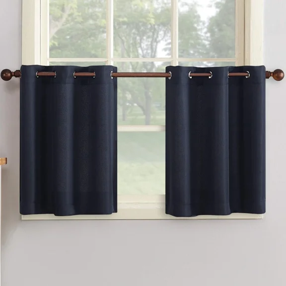 No. 918 Montego Casual Textured Semi-Sheer Grommet Kitchen Curtain Tier Pair,