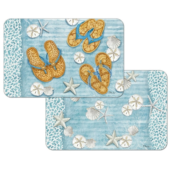 Wipe-Clean Reversible Decofoam Placemats, Key Largo Sandals, Set of 2, Made in The USA