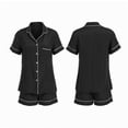 thumbnail image 3 of Liacowi 2Pcs Women Summer Pajama Set, Lapel Short Sleeves Shirt + Shorts, 3 of 8