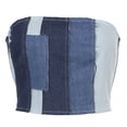 thumbnail image 4 of Women‘s Strapless Tube Top Patchwork Denim Chest Wrap Vest Bandage Backless Bandeau Streetwear, 4 of 6