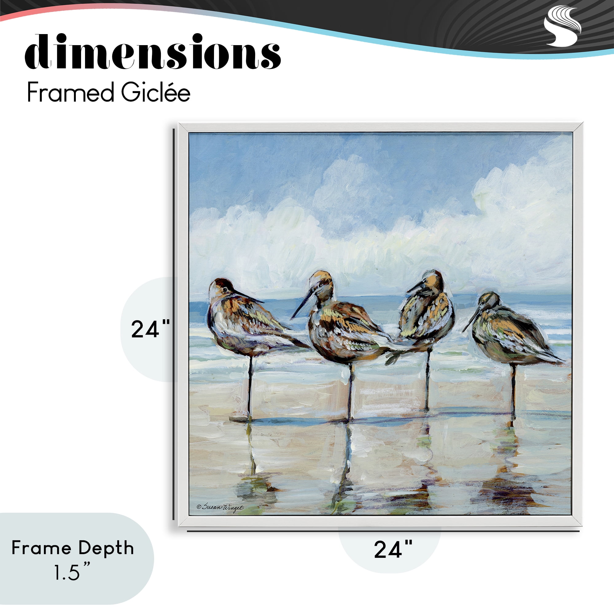 Stupell Industries Sandpipers Balancing On Beach White Framed Giclee Art, design by Susan Winget