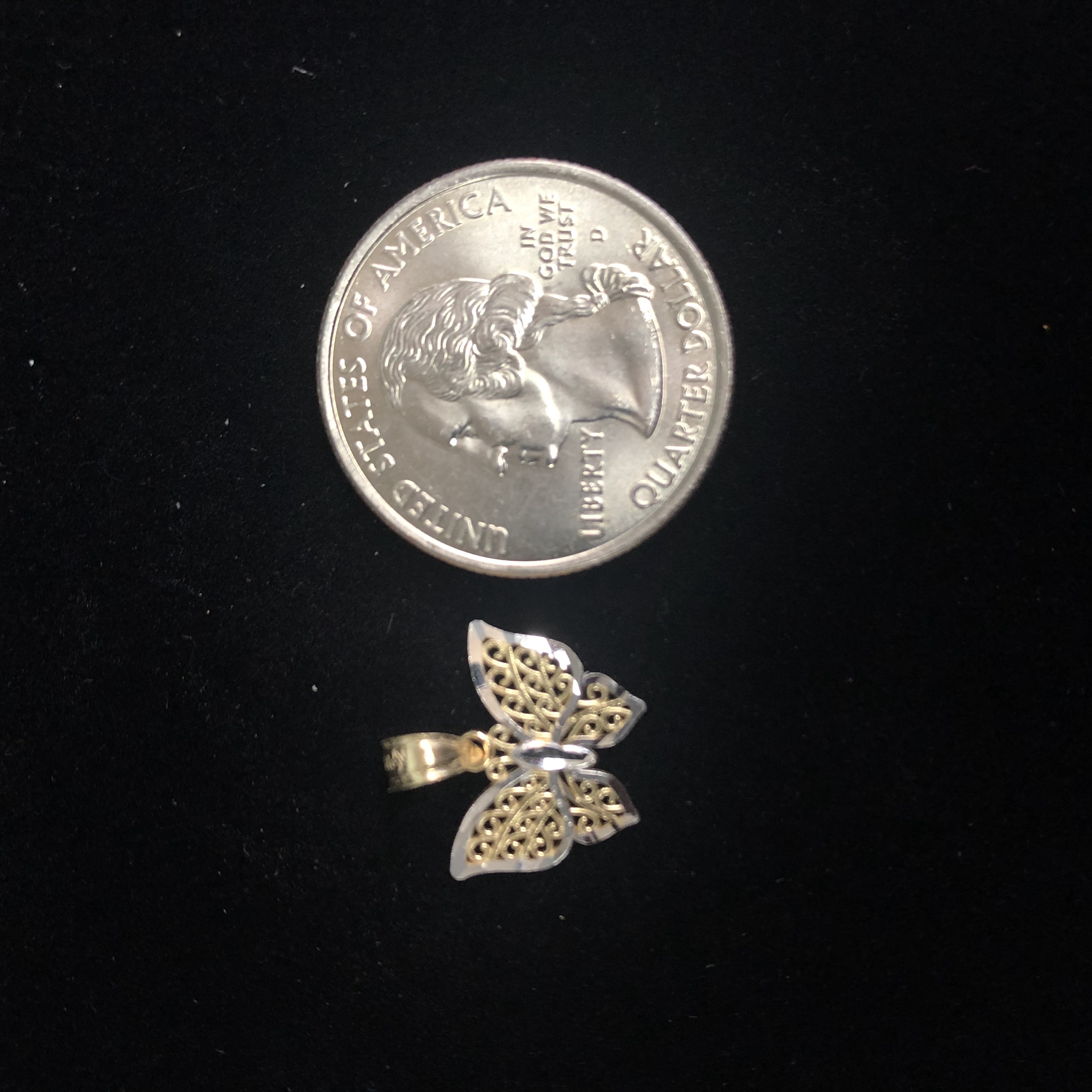 Ioka-14K Two Tone Gold Fancy Monarch Butterfly Charm Pendant For Necklace or Chain