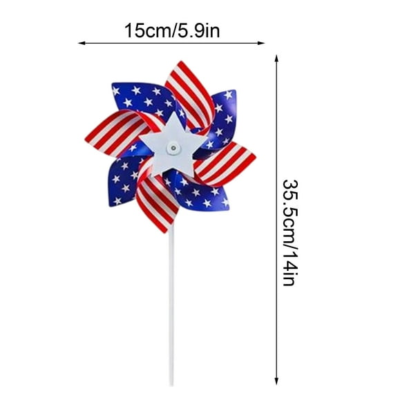 10pcs Red White And Blue 4th Of July Decorations Flag Garden Wind Spinners Yard Outdoor Decor Memorial Day Independence Party Supplies
