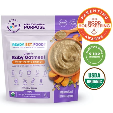 UPC: 0850035382097 | Ready Set Food! Organic Early Allergen Introduction Baby Oatmeal Sweet Potato Carrot Baby Food Stage 3 8 oz