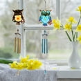 thumbnail image 3 of Owl Wind Chime Hanging Decoration Metal Owl Wind Bell Hanging Decors Iron and Glass Painted Crafts Wind Chime Tube Hanging Ornament for Window Wall Room Decoration Bell Style Yellow, 3 of 10