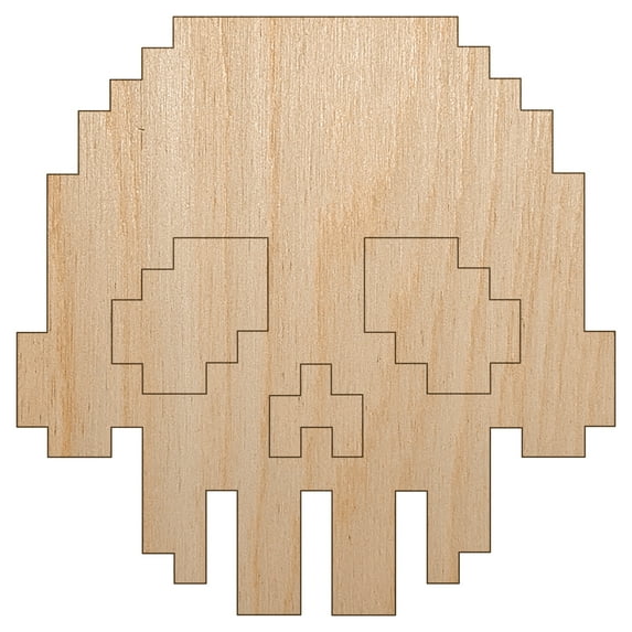 Pixel Digital Skull Wood Shape Unfinished Piece Cutout Craft DIY Projects - 6.25 Inch Size - 1/4 Inch Thick