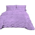thumbnail image 2 of D.N.G. BEDDINGS 800 Thread Counts, 100% Egyptian Cotton, 550 GSM Microfiber filled Quilt Ruffled With Small Pom Pom Textured 1 Piece Oversized Super King Size Comforter, Lilac, 2 of 6
