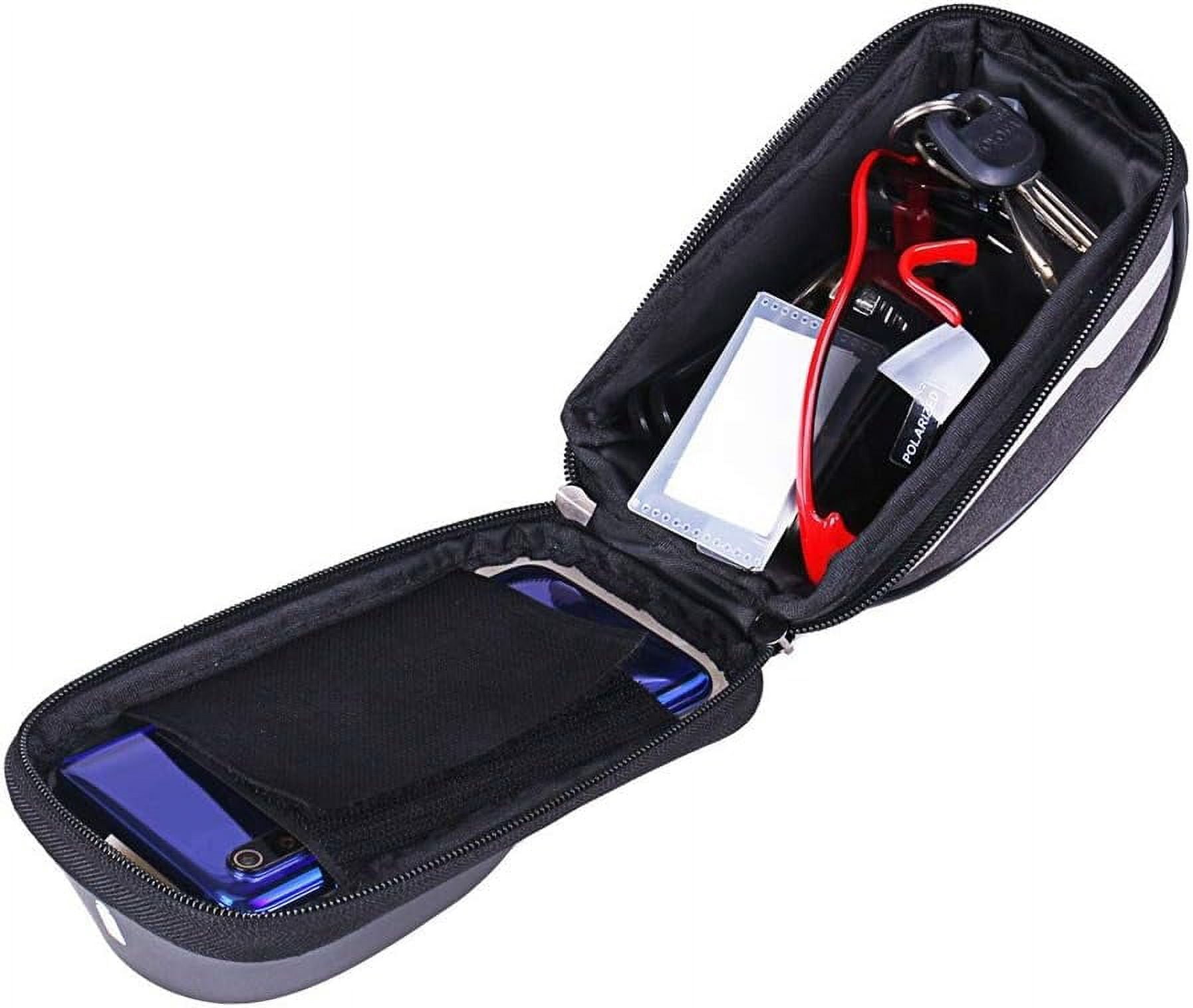 Sac De Guidon Vélo étanche Avec Support Téléphone Tactile – 20,1 X 11,3 Cm, Grand Volume, Compatible 6,5 Pouces, Pour Porte-feuille Et Clés