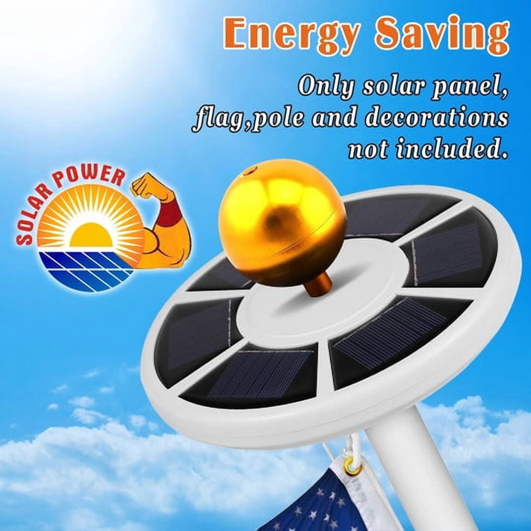 SUNRISEUMBRELLA 6 Solar Panels 26 LED Flag Pole Light Night Super Bright Flagpole White Lights
