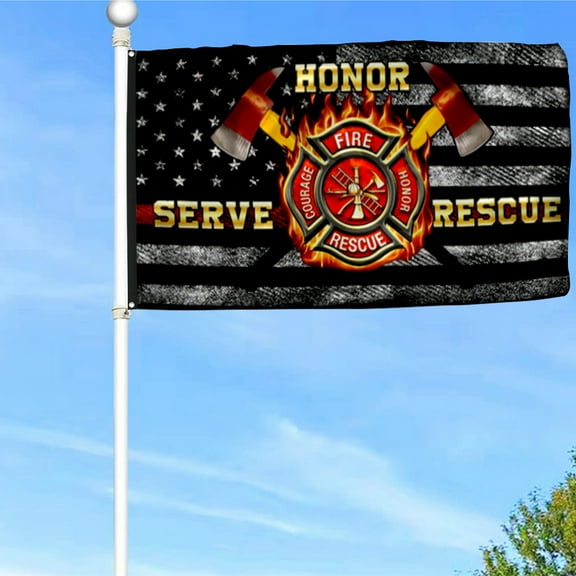Bayyon Firefighter Flag Honor Serve Rescue Grommet Flag Banner with Grommets 3x5Feet Man cave Decor