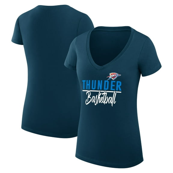Women's G-III 4Her by Carl Banks  Navy Oklahoma City Thunder Super-Slim Fit Lightweight Team Sport V-Neck T-Shirt