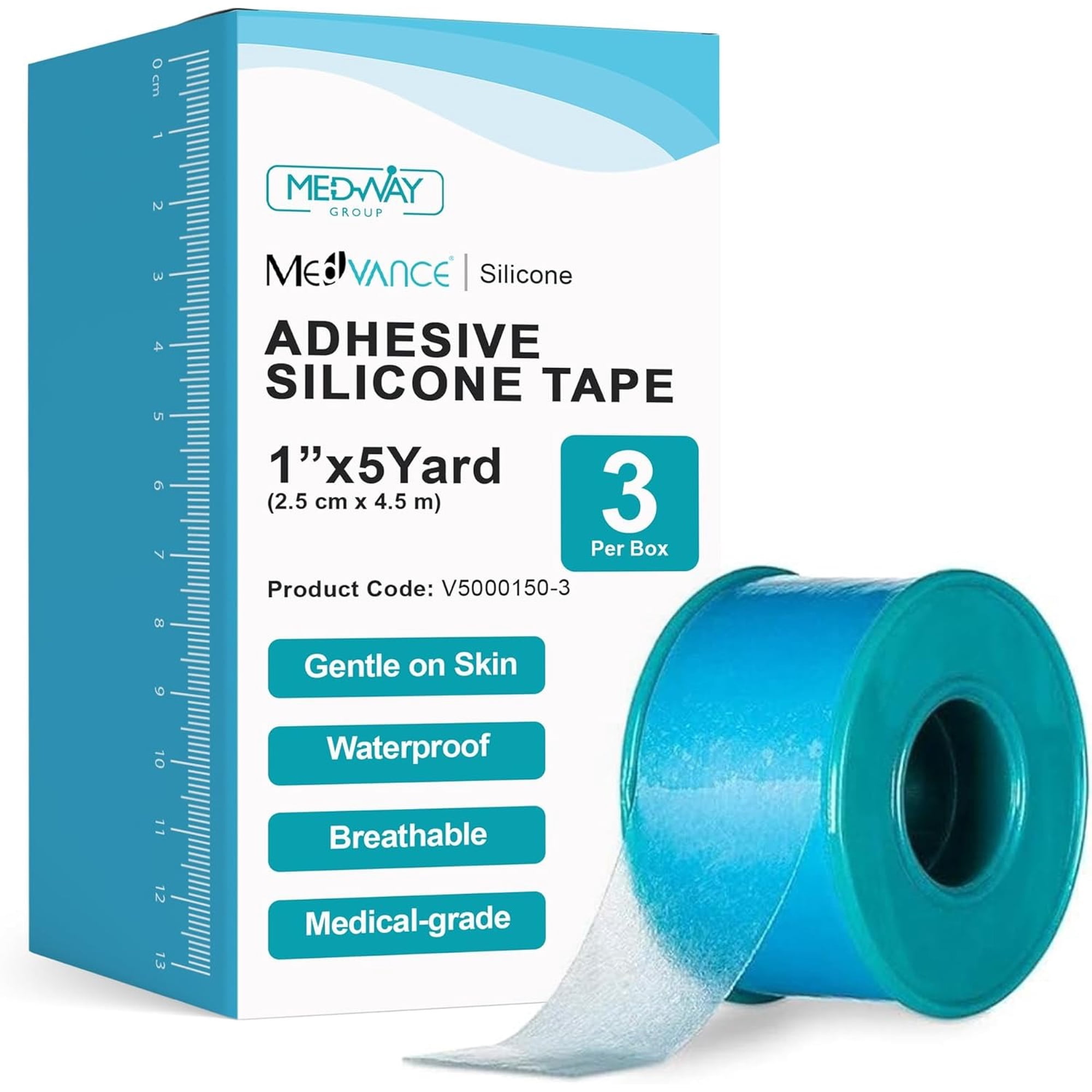 MedVance Silicone Tape, Medical Silicone Tape, Waterproof, Hypoallergenic, Transparent