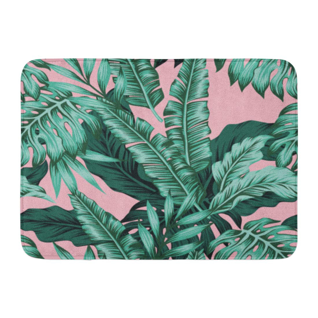 Tropical Exotic Green Leaves Floor Memory Foam Carpet Rug Non-slip Door Bath Mat 
