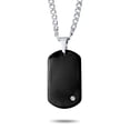 thumbnail image 1 of Personalized Simple Basic Mens Engravable Black Dog Tag Pendant Necklace for Men CZ Accent Stainless Steel 24 Inch Chain, 1 of 5
