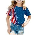thumbnail image 2 of TOWED22 Kids 4th of July American Flag Shirts Boys Girls Patriotic Cotton T-Shirt Independence Day Tee Tops Sizes 3-10 Years（Dark Blue,10-11 Y）, 2 of 4