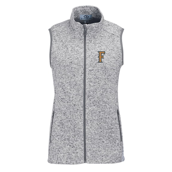 Women's Heather Gray Cal State Fullerton Titans Summit Fleece Full Zip Sweater Vest