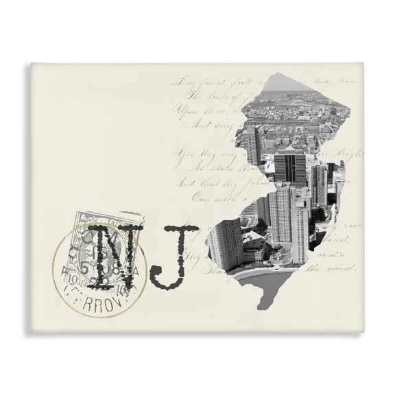 Stupell Industries Victorian New Jersey Black and White Photograph on Cream Paper Postcard Canvas Art, 30 x 24, by Lil' Rue