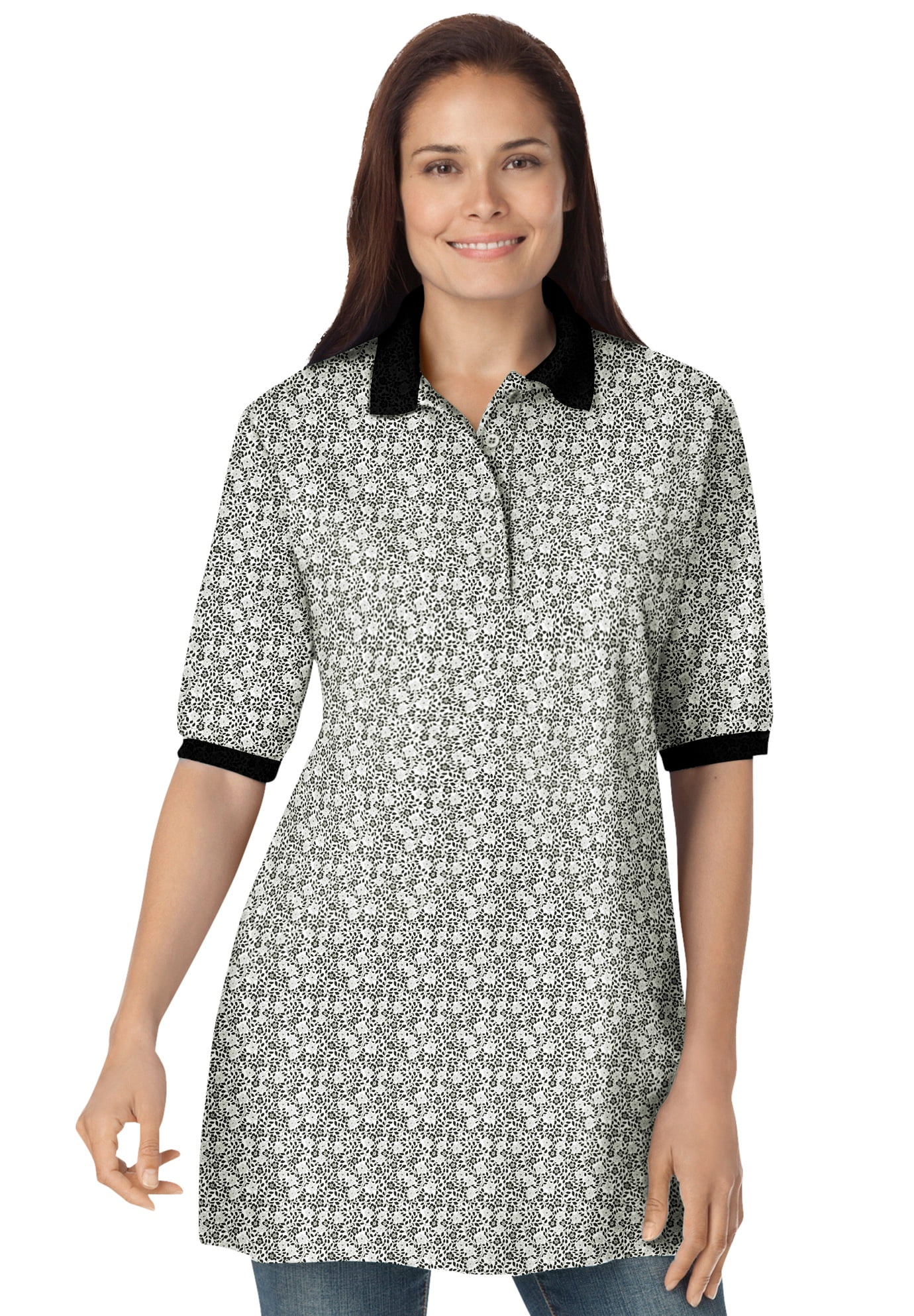 Woman Within Woman Within Women's Plus Size ElbowSleeve Tunic Polo