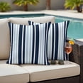 thumbnail image 4 of Navy Blue Outdoor Waterproof Pillow Covers, Modern White Geometric Vertical Stripes Decorative Square Throw Pillowcase Sofa Cushion Sham for Patio/Couch/Chair, 24"x24" 2 Pack, 4 of 8
