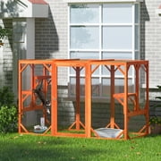 Coziwow Cat Enclosure Catio Cat House Cage Shelter Outdoor W/ Asphalt Roof, Orange