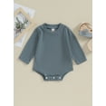 thumbnail image 2 of Arvbitana Infant Baby Solid Color Romper Casual Long Sleeve Ribbed Jumpsuit Newborn Oneise Bodysuits Loose Fit Clothes for Boys Girls, 2 of 7