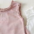 thumbnail image 7 of larppty Toddler Girl Baby Summer 2-Piece Sleeveless Pajama Set, Korean Style Ruffled Vest & Shorts, Soft Cotton Sleepwear for Girls Ages 6M-6Y（Light Pink, 18-24 Months）, 7 of 7