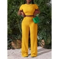 thumbnail image 4 of AURA Womens Plus Size Two Piece Outfit Wrinkled Strap Top and Pants Set Casual Summer Bigsize Matching Set, 4 of 5
