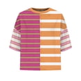 thumbnail image 4 of Tittly T Shirts for Women Spring Tops for Women Womens Summer Striped Shirts Casual Color Block Short Sleeve Tops Loose Fit Crew Neck Tees Tshirts Shirts Basic Tees Hot Pink L, 4 of 9