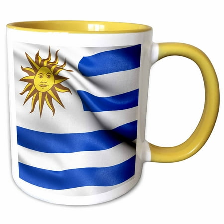 3drose, Flag of Uruguay Waving in the Wind, 11oz Two-tone Yellow Mug