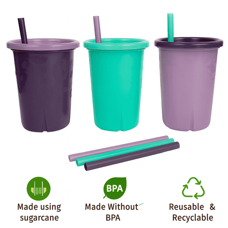 The First Years GreenGrown Reusable Spill-Proof Straw Cups – Toddler Straw Cup – 3 Pack