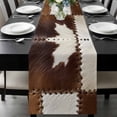 thumbnail image 2 of Cow Cowhide Table Runner 13x70 Inch Abstract Brown Seam Leather Table Runner Non-Slip Dresser Scarves for Holiday Decorations, Party, Dinner and Gatherings, 1 Pack, 2 of 8