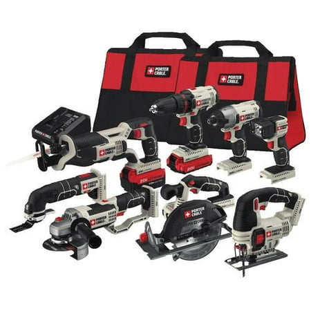 PORTER CABLE 20-Volt Max Lithium-Ion 8 Tool Combo Kit, PCCK619L8
